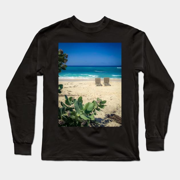 Two Chairs on the Beach Long Sleeve T-Shirt by Ckauzmann